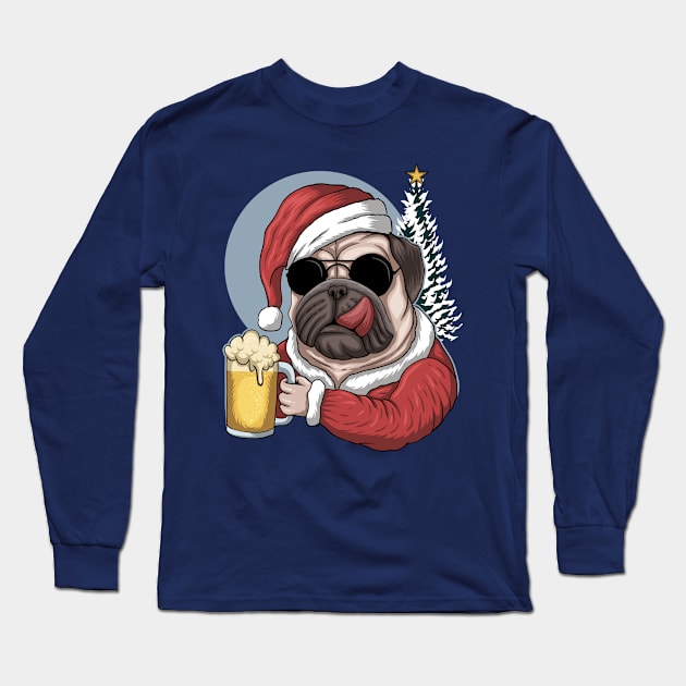 Christmas Pug Dog Long Sleeve T-Shirt by be yourself. design